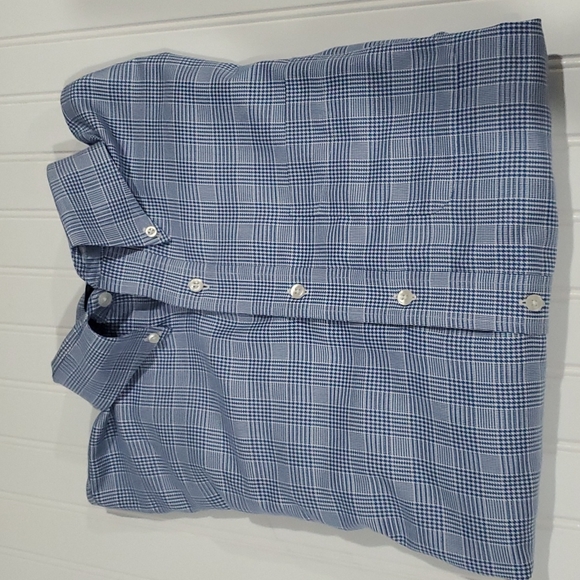 The Shirt Shop Houndstooth Button Down Collared Shirt in Blue XL - Picture 6 of 10
